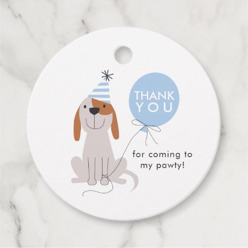 Puppy Dog Blue Pawty Birthday Favor Tags