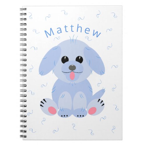 Puppy Dog Blue Personalized Cartoon Simple Notebook