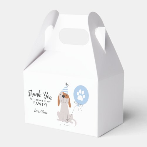Puppy Dog Blue Thank You Birthday Party Favor Box