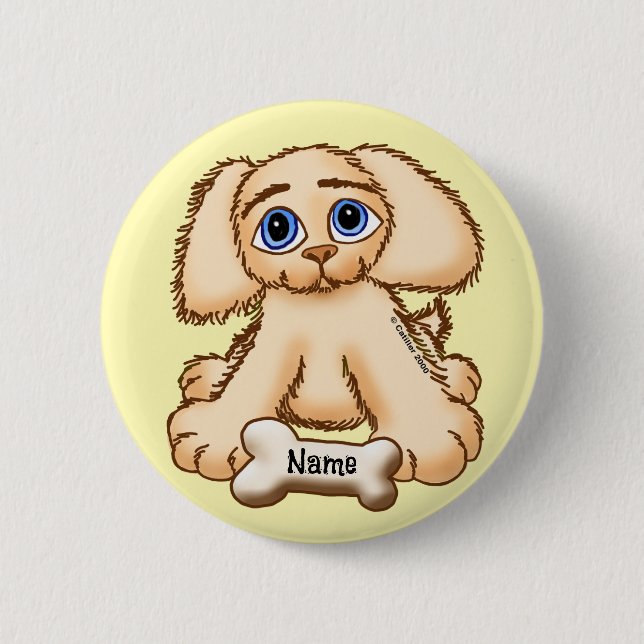 Puppy Dog Bone  Button (Front)