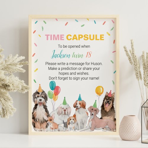 Puppy Dog Boy Birthday Time Capsule Poster