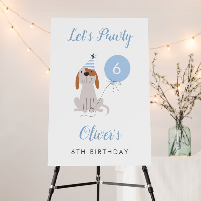 Puppy Dog Boy Birthday Welcome Sign (In Situ (Stand))