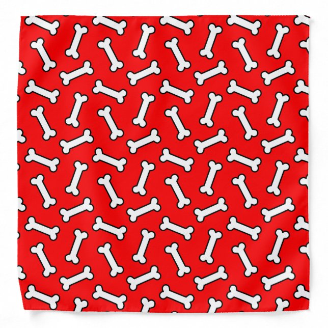 Puppy Dog Bright Red Dog Bone Cute Bandana (Front)
