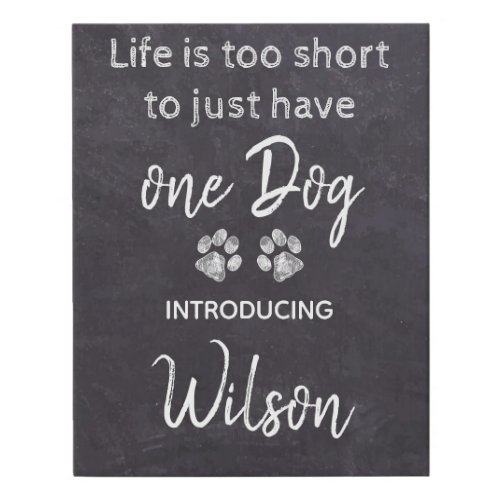 Puppy Dog Chalkboard New Pet Announcement Sign