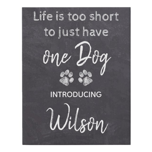 Puppy Dog Chalkboard New Pet Announcement Sign (Front)