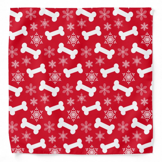 Puppy Dog Christmas Bones and Snowflakes Bandana (Front)