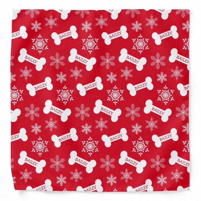 Puppy Dog Christmas Dog Bones with Dogs Name Bandana (Front)