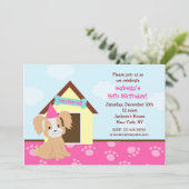 Puppy Dog Custom Birthda Party Invitations girls (Standing Front)