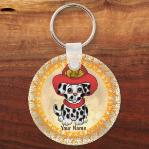 Puppy Dog custom Firefighter  keychain