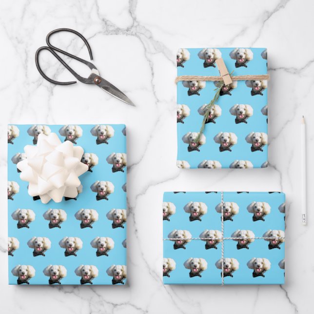 Puppy Dog Custom Photo Pattern Wrapping Paper Sheets (Front)