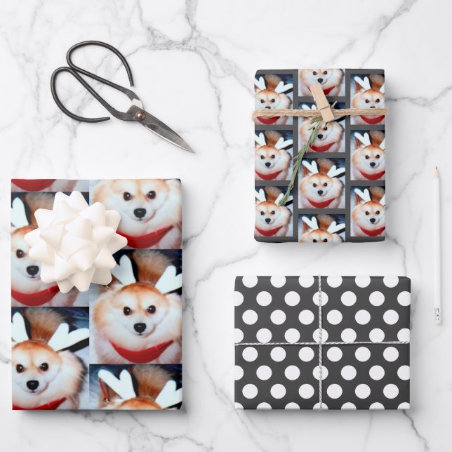 Puppy Dog Custom Photo Pomeranian Wrapping Paper Sheets (Front)