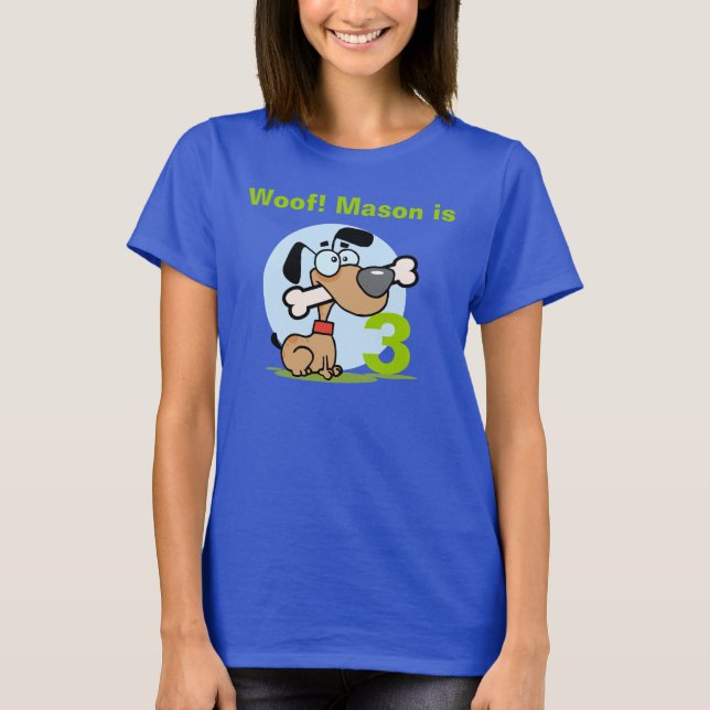 Puppy Dog Customizable Birthday T-shirt (Front)