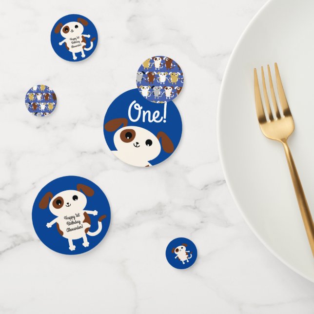 Puppy Dog Cute Colorful 1st Birthday Party Theme Confetti (Group)