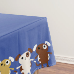 Puppy Dog Cute Colorful 1st Birthday Party Theme Tablecloth