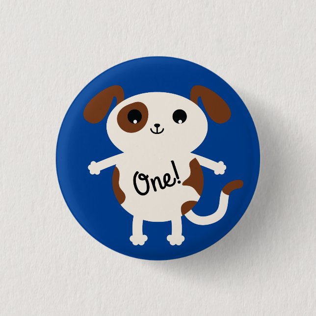 Puppy Dog Cute Colorful Kid's Birthday Party Theme Button (Front)