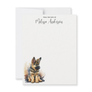 Puppy Dog Cute Personalized German Shepherd Note Card