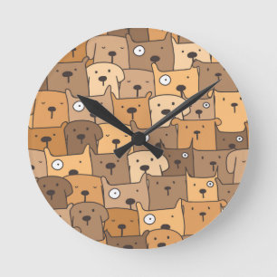 Puppy Dog Doodle Illustration Art Round Clock