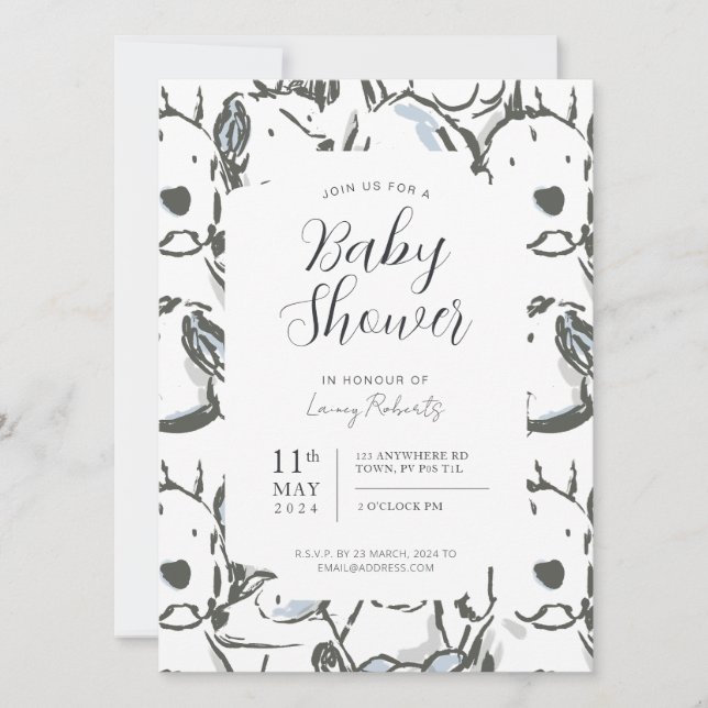 Puppy Dog Doodle Sketch - Gender Neutral - Cute Invitation (Front)
