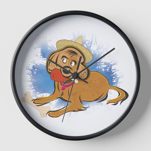 Puppy Dog eating chicken design 2024 Clock