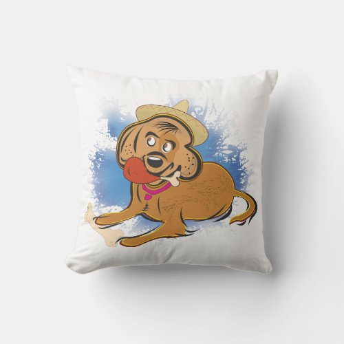 Puppy Dog eating chicken design 2024 Throw Pillow