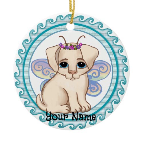 Puppy Dog Fairy    Ceramic Ornament