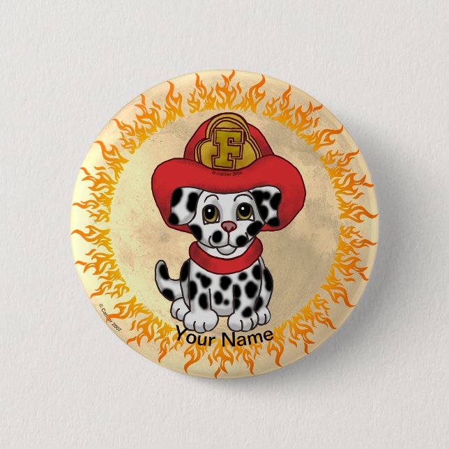 Puppy Dog Firefighter button  (Front)