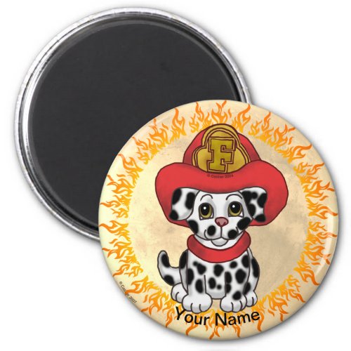 Puppy Dog Firefighter custom name Magnet