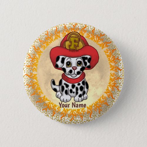Puppy Dog Firefighter custom name pin
