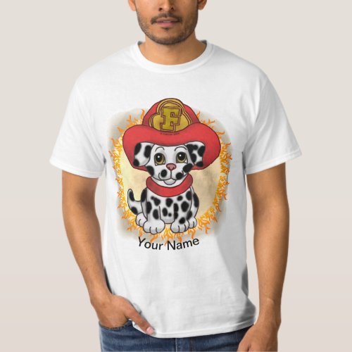 Puppy Dog Firefighter custom name t_shirt