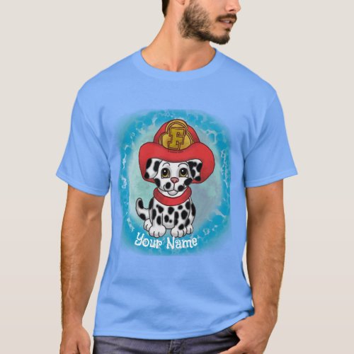 Puppy Dog Firefighter  custom name t_shirt