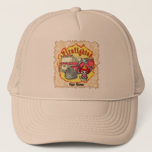 Puppy Dog Firetruck Firefighter custom name hat