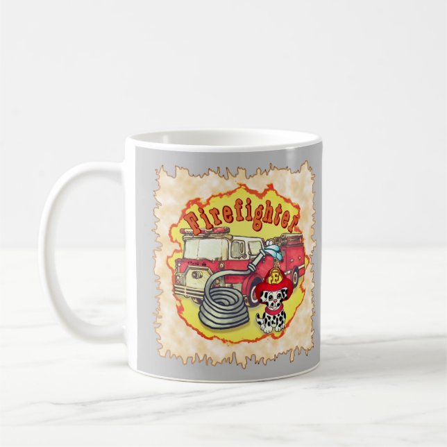 Puppy Dog Firetruck firefighters mugs (Left)