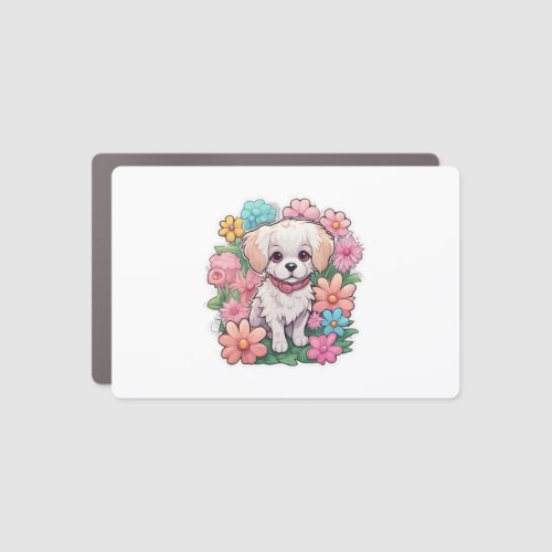 Puppy Dog Flower Floral Cute   Car Magnet
