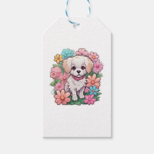 Puppy Dog Flower Floral Cute   Gift Tags