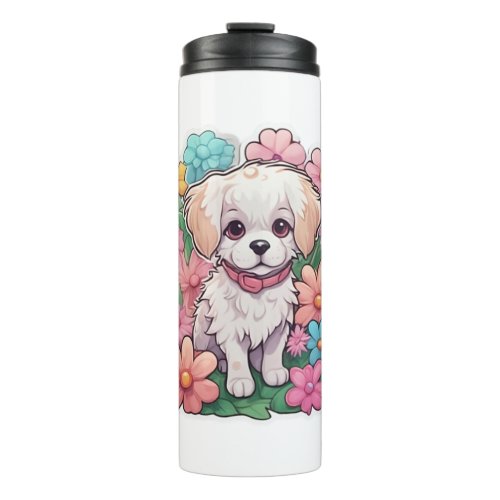 Puppy Dog Flower Floral Cute   Thermal Tumbler