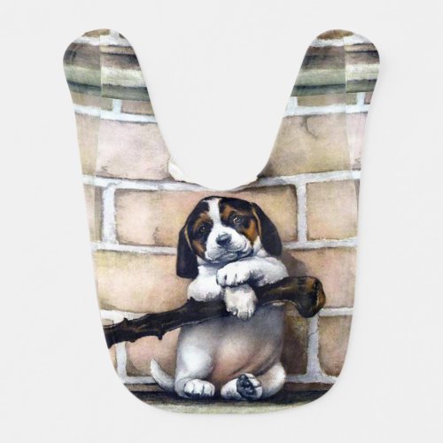 Puppy dog for sale cute vintage illustration baby bib