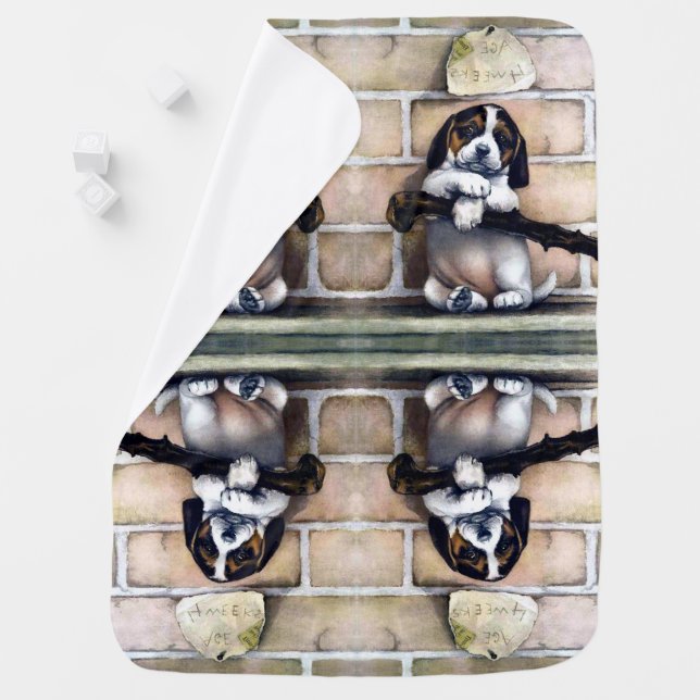 Puppy dog for sale cute vintage illustration baby blanket (In Situ)