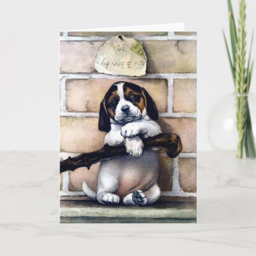 Puppy dog for sale cute vintage illustration card