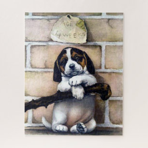 Puppy dog for sale cute vintage illustration jigsaw puzzle