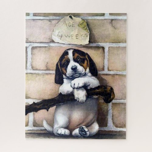 Puppy dog for sale cute vintage illustration jigsaw puzzle