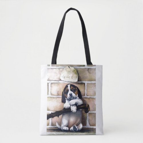 Puppy dog for sale cute vintage illustration tote bag