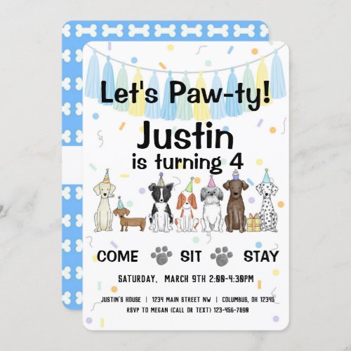 Puppy Dog Gender Neutral or Boy Birthday Pawty Invitation