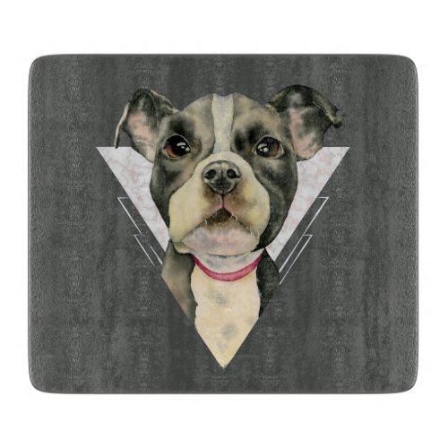 Puppy Dog Geometric Marble Cutting Board