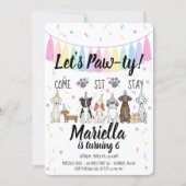 Puppy Dog Girl Birthday Pawty Invitation (Front)