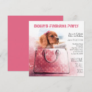 Puppy Dog Girl Birthday Watercolor Party Photo Pet Invitation