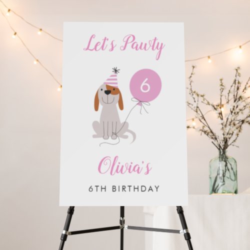 Puppy Dog Girl Birthday Welcome Sign