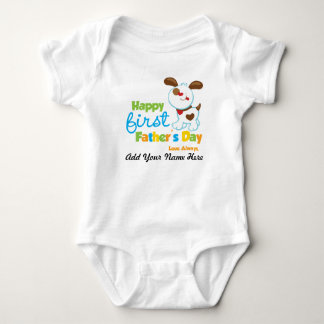 Puppy Dog Happy First Father's Day Baby Bodysuit
