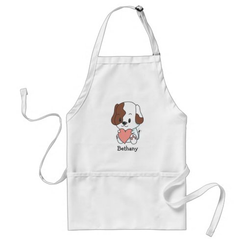 Puppy Dog Heart Personalized Adult Apron