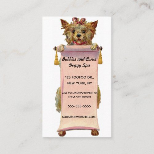 Puppy Dog Holding a Pink Sign Business Card