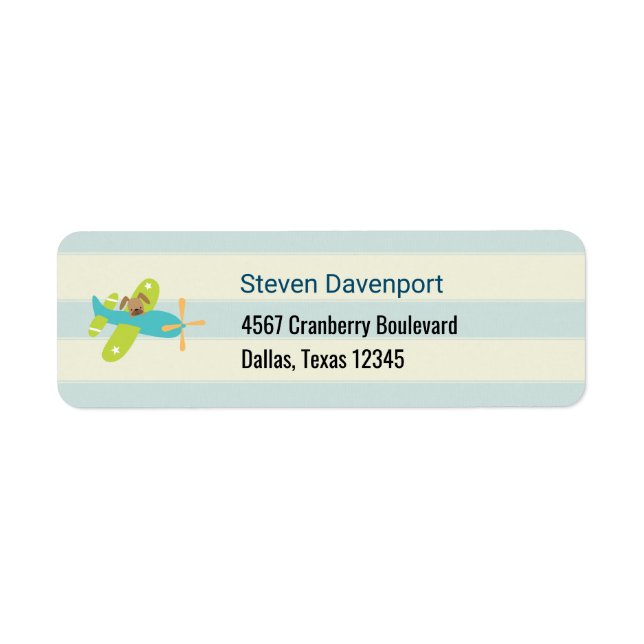 Puppy Dog in a Toy Airplane Cute Label (Front)